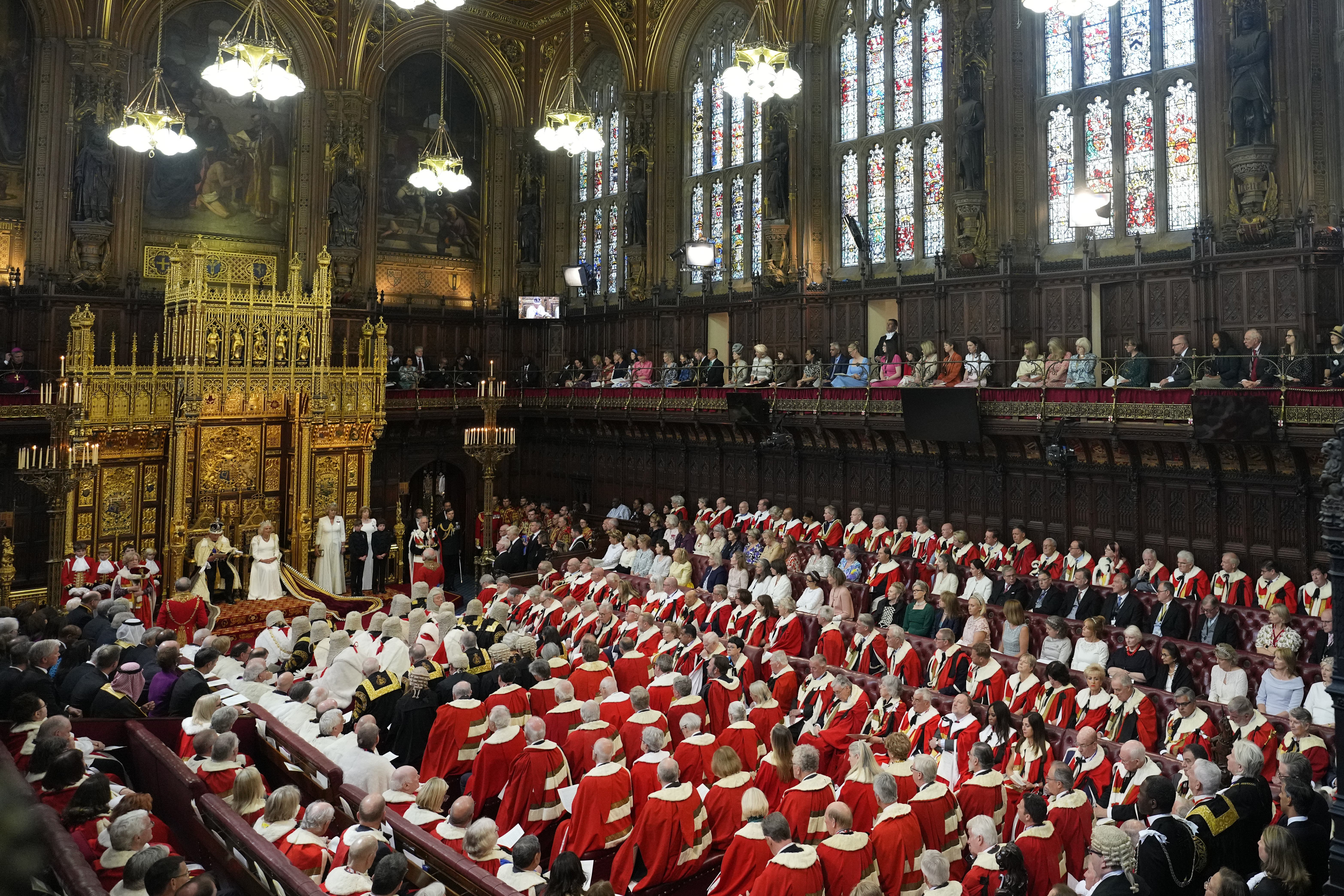 The King reads the King’s Speech in the House of Lords chamber during the State Opening of Parliament in 2024