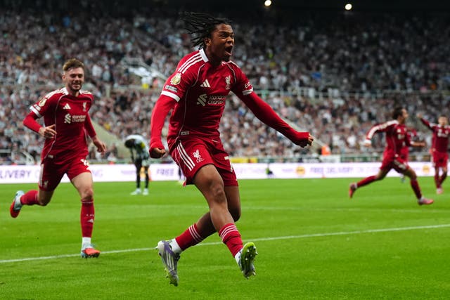 Rio Ngumoha hit the late winner for Liverpool (Owen Humphreys/PA)
