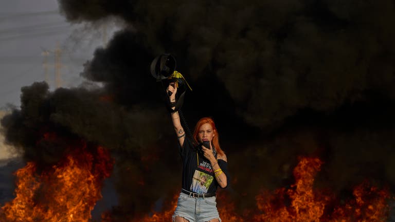 Protesters in Israel demand release of hostages as Gaza strikes kill 16 ...