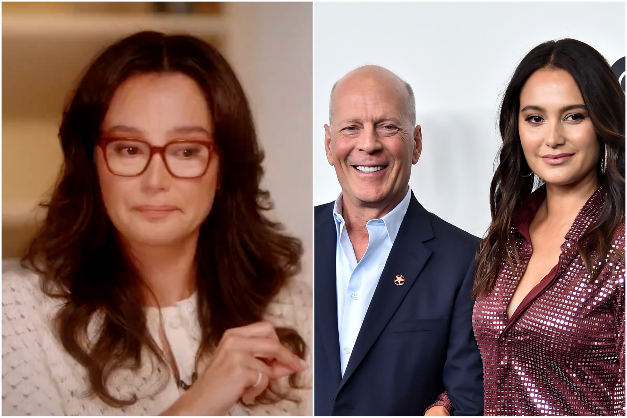 Emma Heming Willis opens up about Bruce’s dementia with Diane Sawyer in the ABC special ‘Emma & Bruce Willis: The Unexpected Journey’ (left)