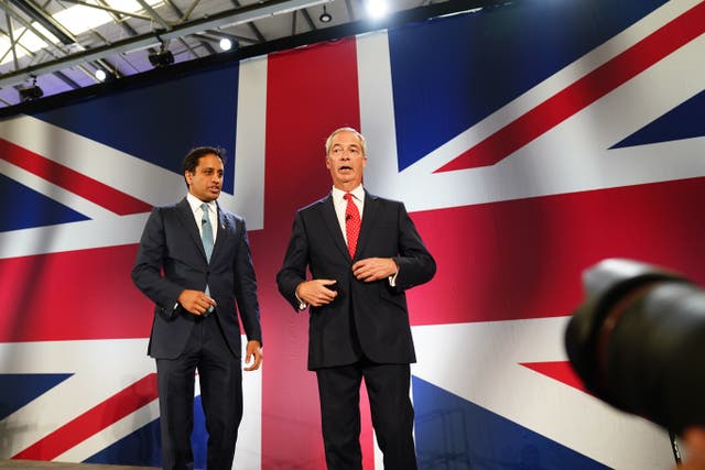 <p>Reform UK leader Nigel Farage and ‘head of Doge’ Zia Yusuf at the launch of the party’s plan to deport asylum seekers</p>