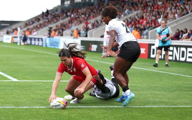 <p>Canada back Julia Schell scored six tries in her side's opening win over Fiji</p>