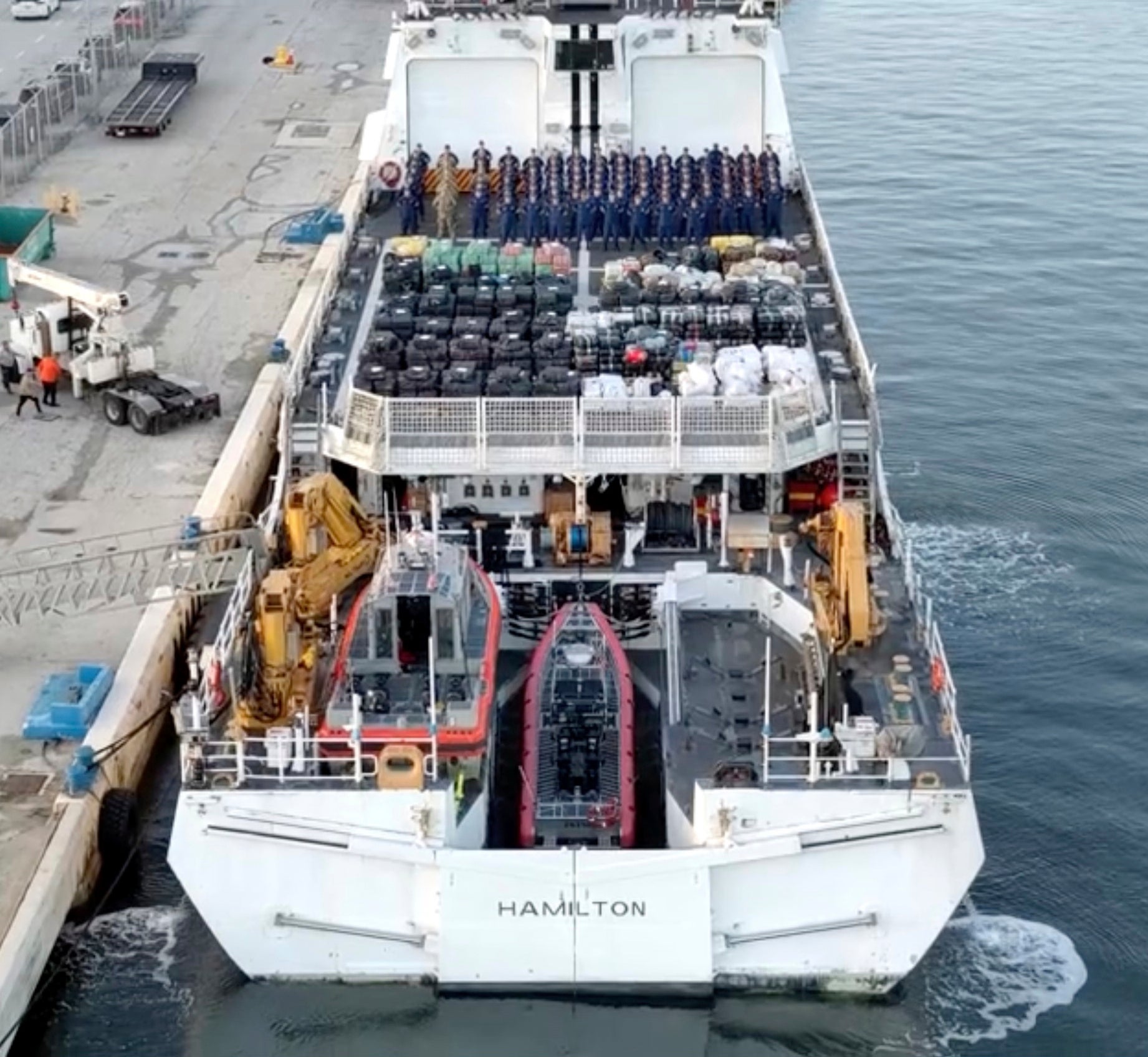 The seizure is described as the largest quantity of drugs offloaded in Coast Guard history