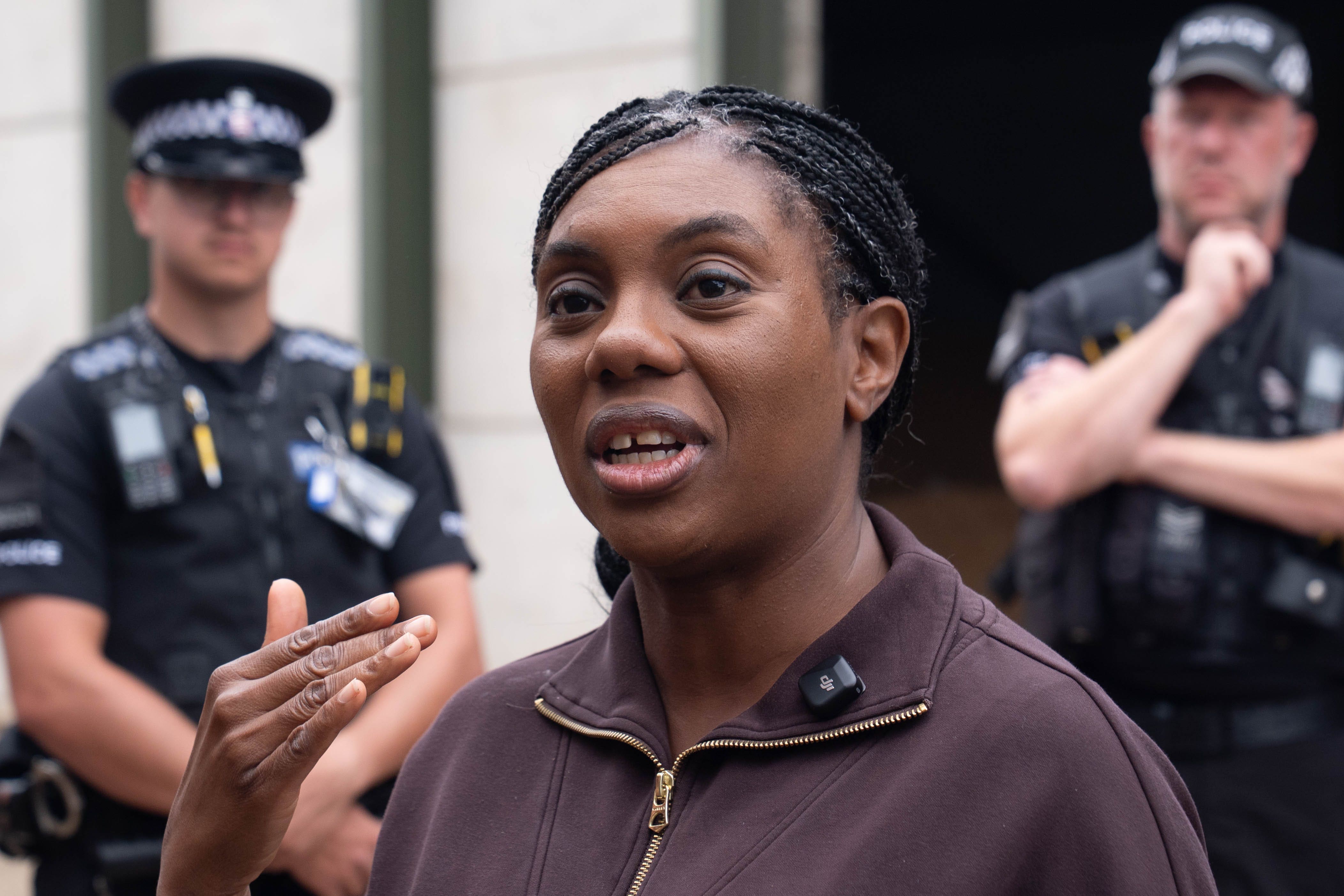 Conservative Party leader Kemi Badenoch during a visit to Lowleys Farm in Chelmsford, Essex, on Tuesday (Stefan Rousseau/PA)