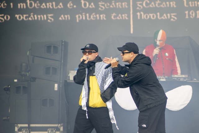 Kneecap have cancelled some gigs in the US because of members’ UK court appearances (PA)