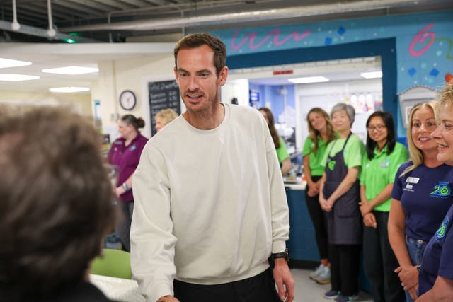 Andy Murray during a visit to the Dunblane Centre (Robert Perry/PA)