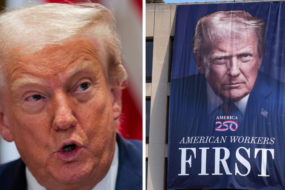 Trump told his ‘big, beautiful face’ now hangs on a banner from the Department of Labor