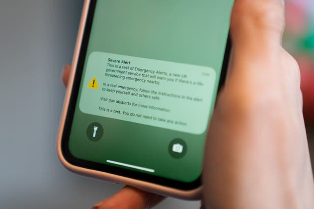 The alert emits a loud alarm (Joe Giddens/PA)