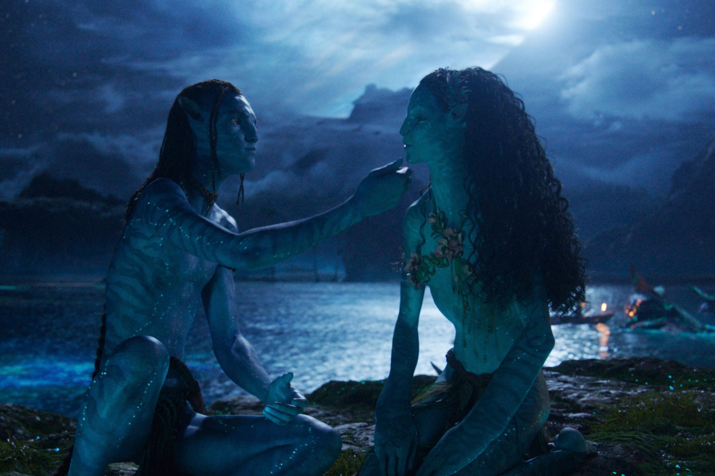 Lo'ak, left, voiced by Britain Dalton, and Tsireya, voiced by Bailey Bass, in ‘Avatar: Fire and Ash’