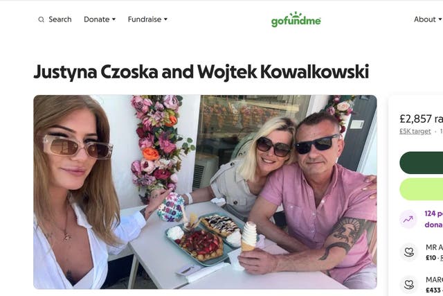 The GoFundMe page set up after the deaths of Justyna Czoska (second right) and Wojtek Kowalkowski (right) (Family handout/GoFundMe/PA)