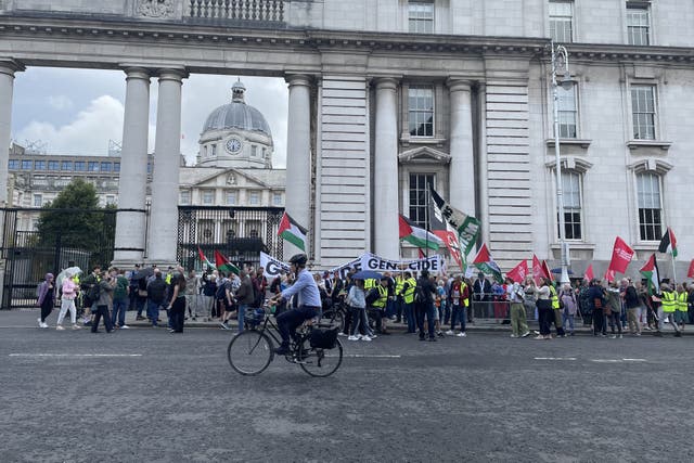 A pro-Palestine protest outside Government Buildings in Dublin (Grainne Ni Aodha/PA)