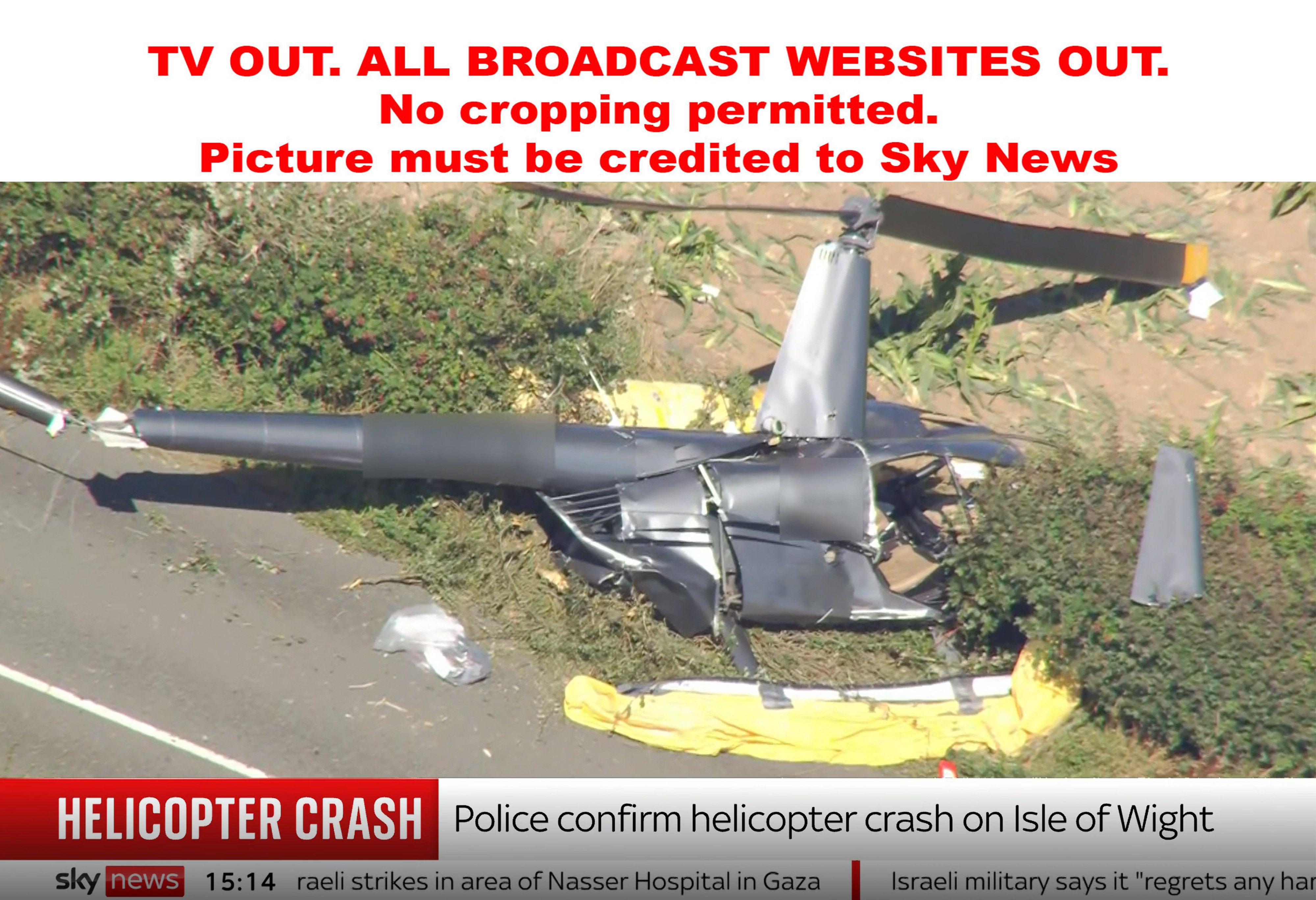 Sky of Sky News of a helicopter, which crashed on the Isle of White