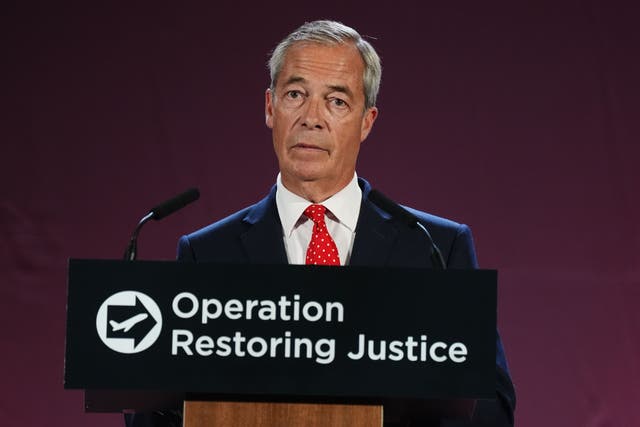 The SNP has hit out at Nigel Farage after he unveiled Reform’s policies to reduce immigration to the UK (Jacob King/PA)