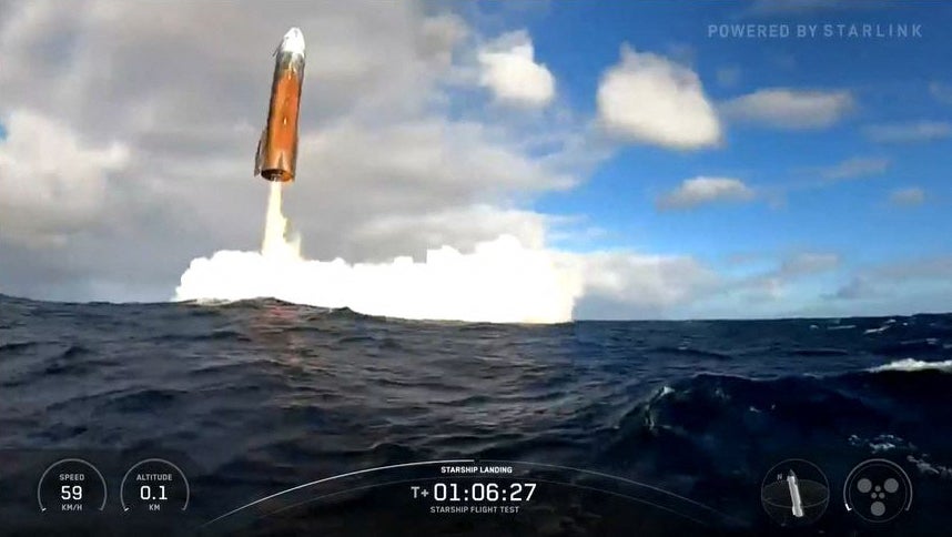 The 400-foot-tall vehicle consists of an upper-stage spacecraft, the Starship, and a powerful booster stage, with 33 engines, known as the Super Heavy. During Tuesday’s launch, the booster also returned successfully, splashing down in the Atlantic after testing a landing-burn engine sequence
