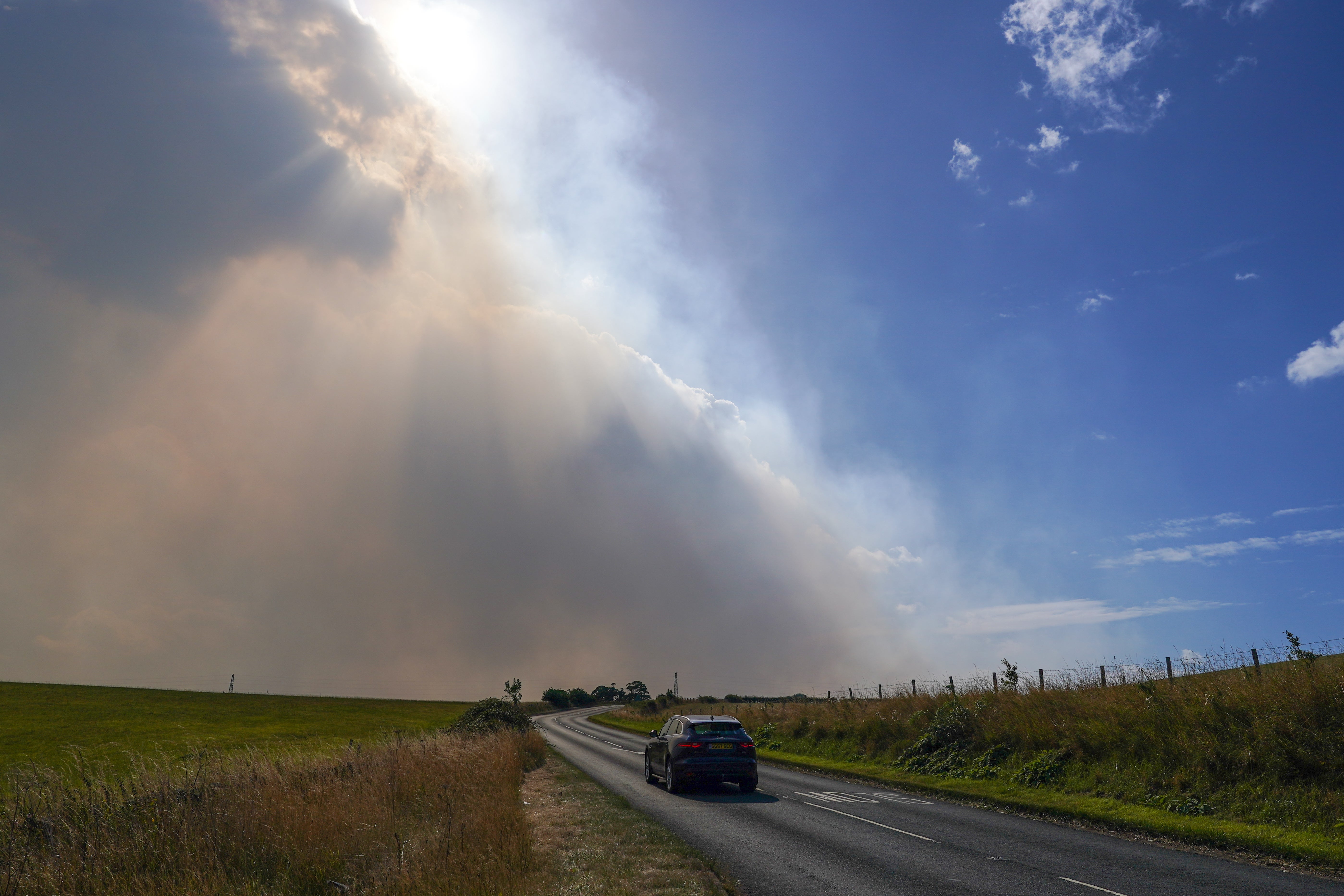 The smoke is filled with the sky
