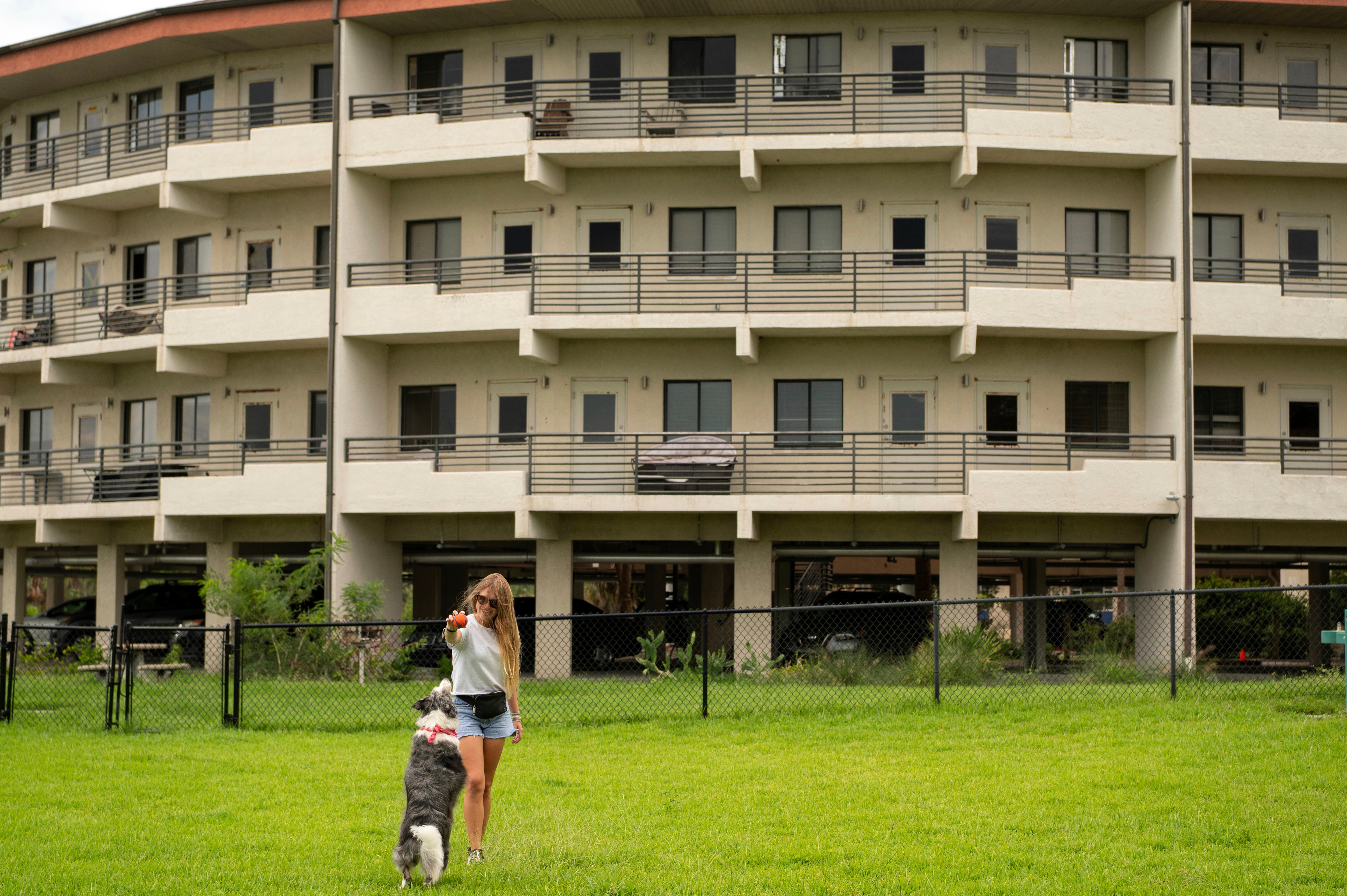 Sophie Nocera outside with Zuco, the dog