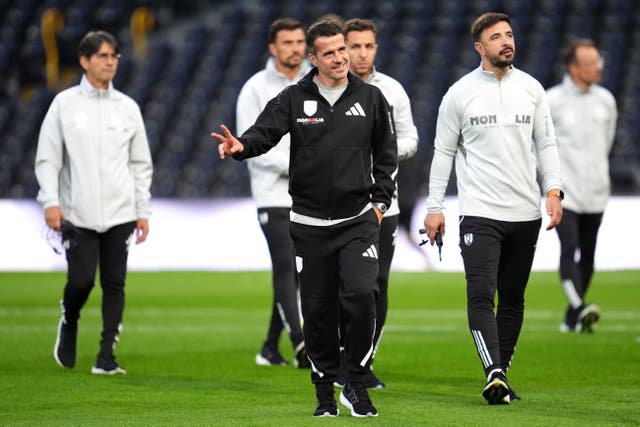 <p>Fulham manager Marco Silva, centre, is in the frame as Nottingham Forest’s next manager</p>