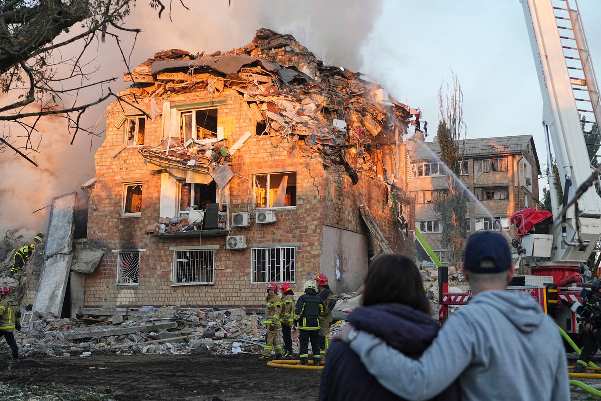 Photos show recent Russian drone and missile attack on Kyiv