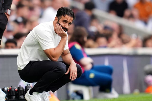 Manchester United head coach Ruben Amorim reacts on the touchline (Adam Davy/PA)