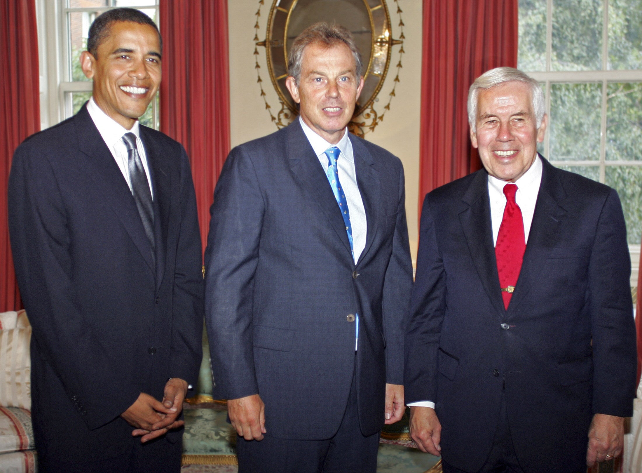 Blair with then senator Barack Obama and Richard G Lugar in 2005