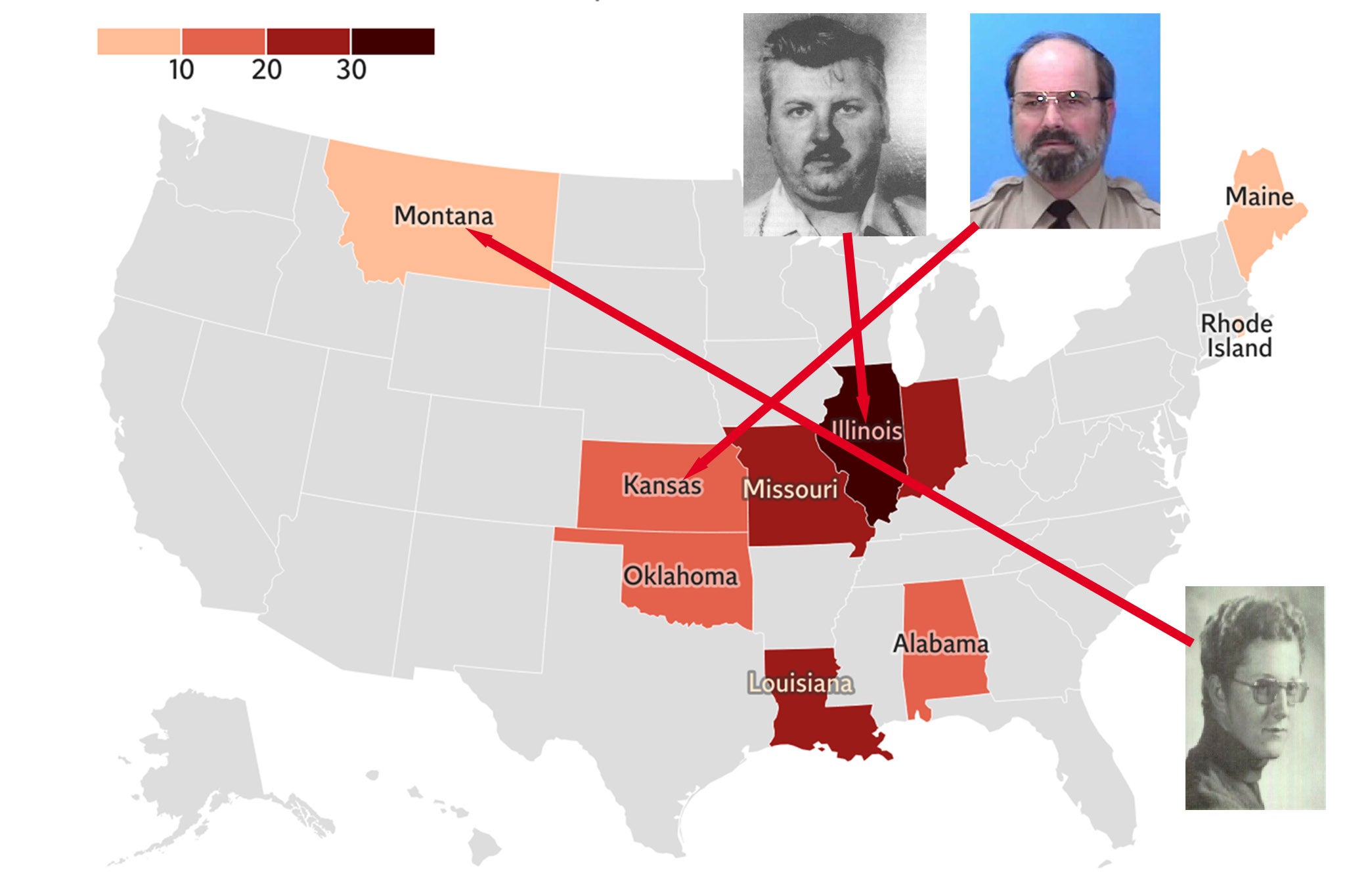 A new study reveals the state of Montana has the highest number of serial killers per capita, with 8 per 1 million residents - and 49 murdered per 1 million