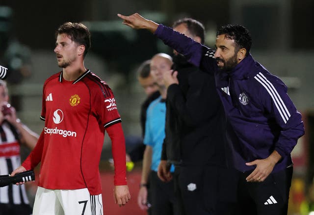 <p>Ruben Amorim and Mason Mount during Grimsby Town v Manchester United </p>