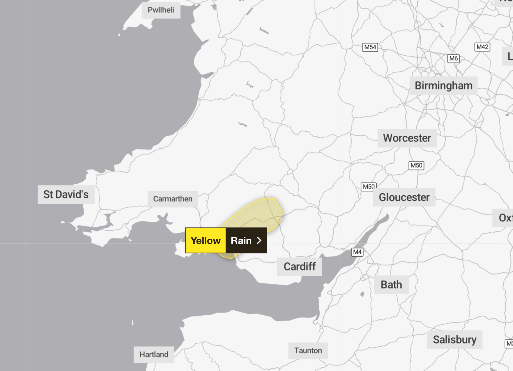 A yellow weather warning has been issued in Wales as heavy showers are expected until mid-to-late afternoon