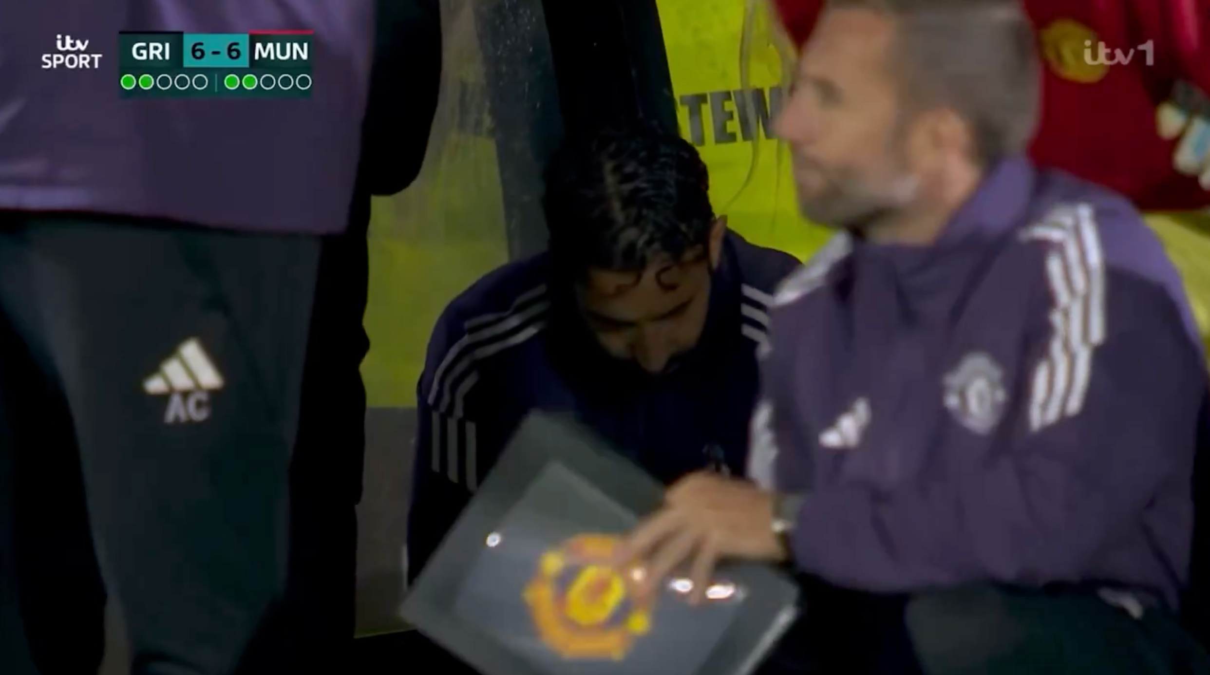 Ruben Amorim was seen inside the dugout during Man United's penalty shootout defeat to Grimsby