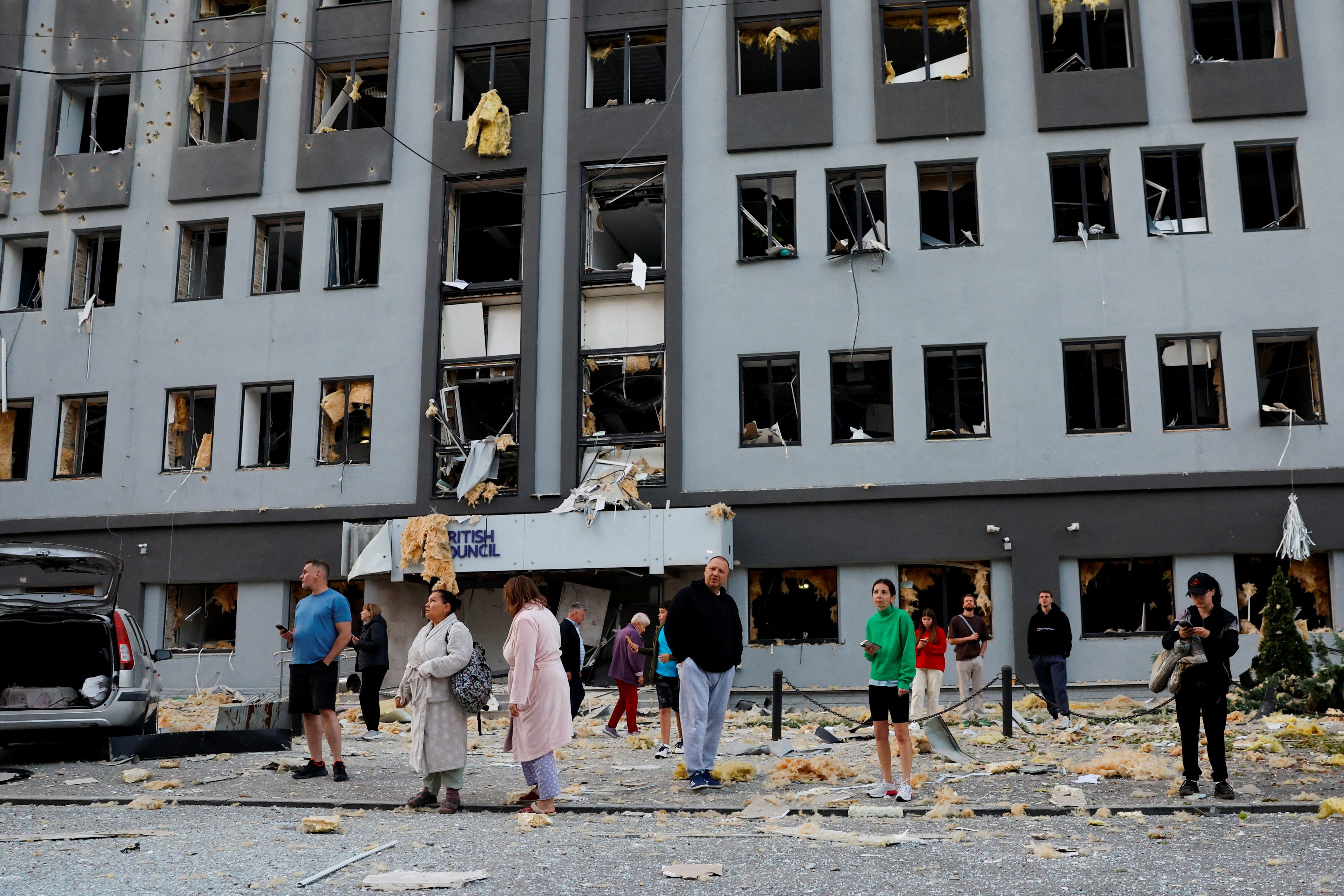 The British Council building was damaged in an aerial attack on Thursday
