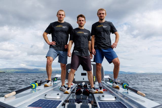 The Maclean brothers (left to right) Jamie, Ewan and Lachlan, with their boat off the coast of Toward, Dunoon (Colin Mearns/Story Shop/PA)
