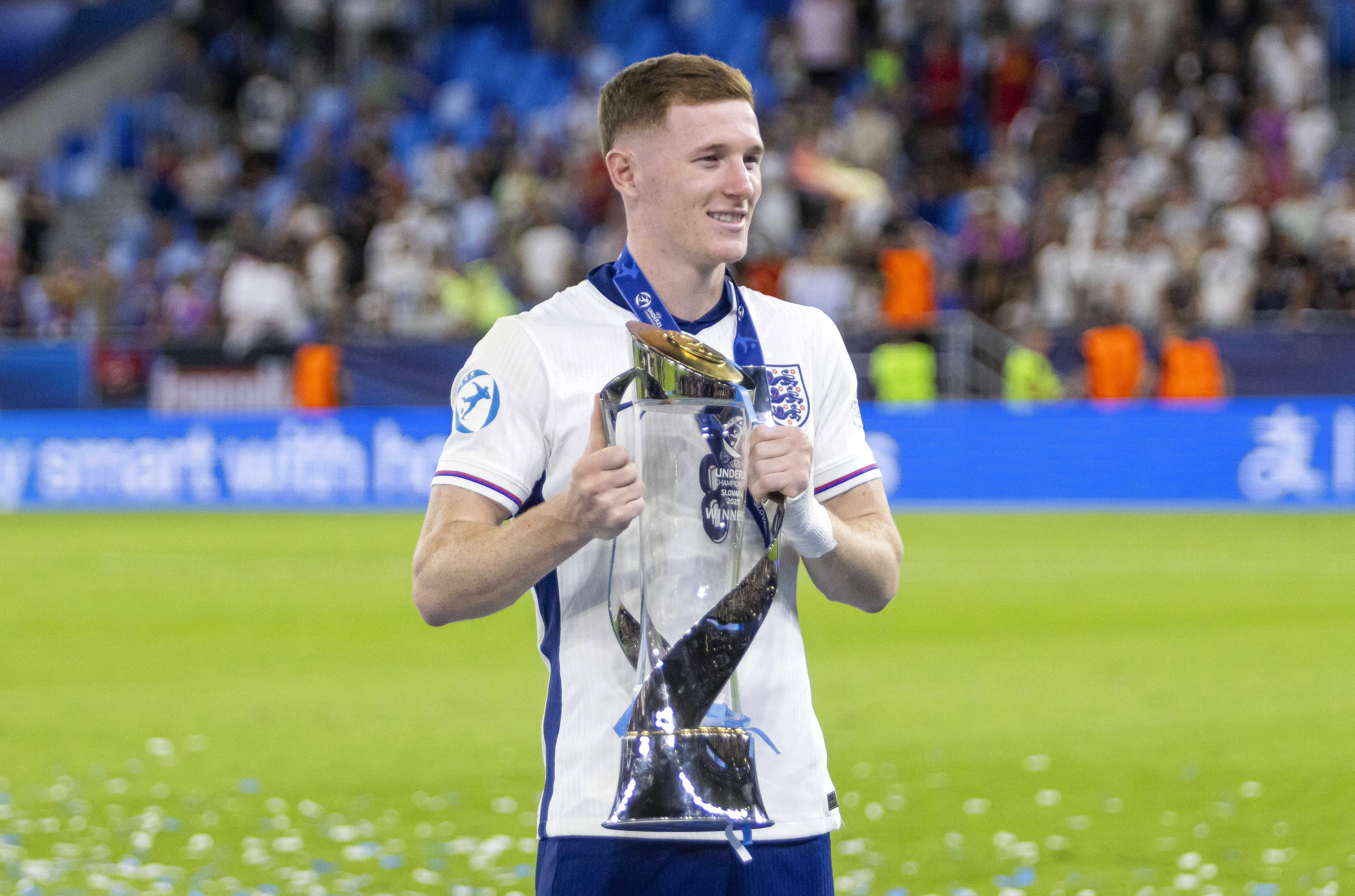 <p>Elliot Anderson helped England to the UEFA Under 21 Championship title (PA)</p>