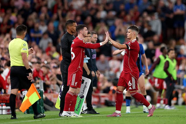 <p>Andy Robertson has said he is ‘relaxed’ about his contract situation at Liverpool</p>