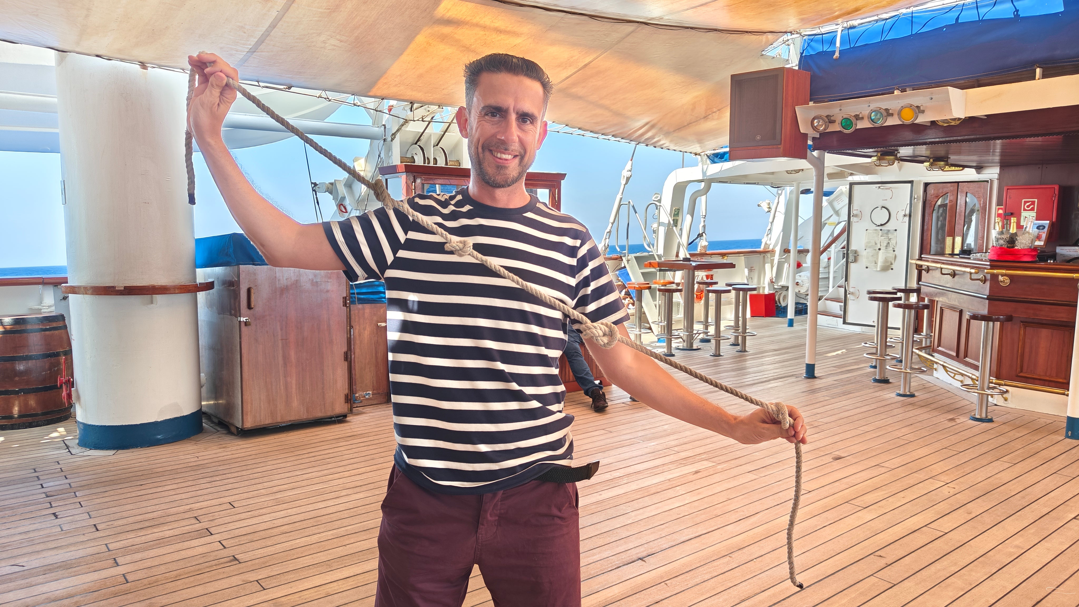 Tied up! Marc Shoffman tried his best to learn the art of knots