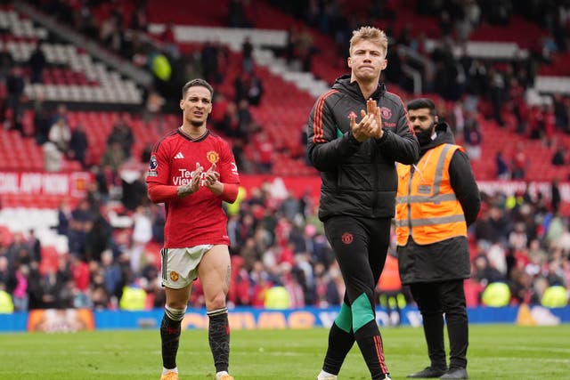 Antony and Rasmus Hojlund could be leaving Old Trafford (Martin Rickett/PA)