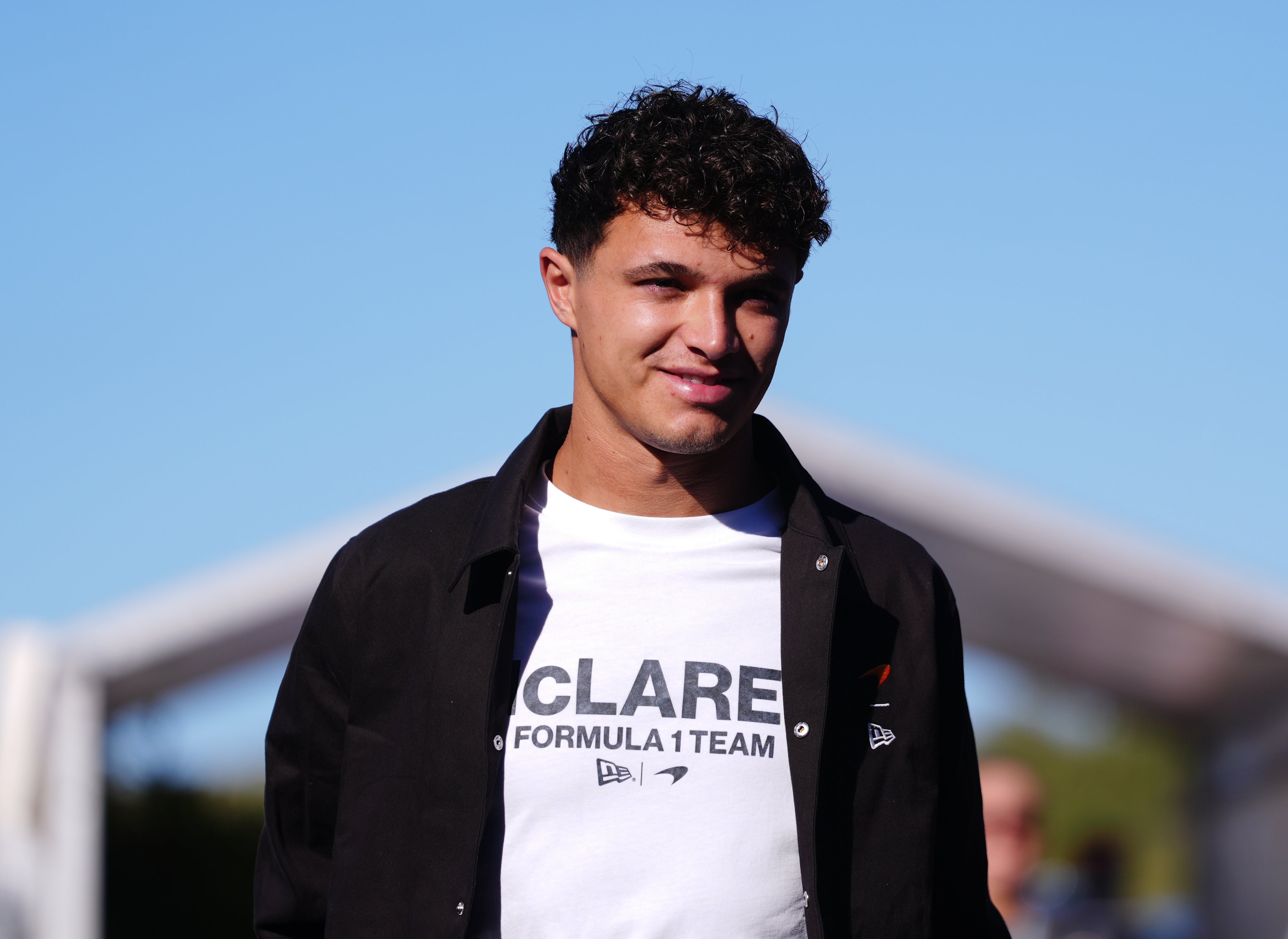 McLaren's Lando Norris arrives for free practice at Circuit Zandvoort