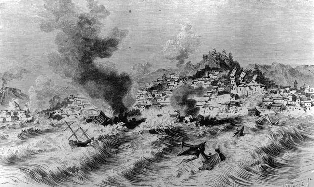 <p>Ships founder and large parts of the Portuguese capital, Lisbon are destroyed in the earthquake of 1755</p>