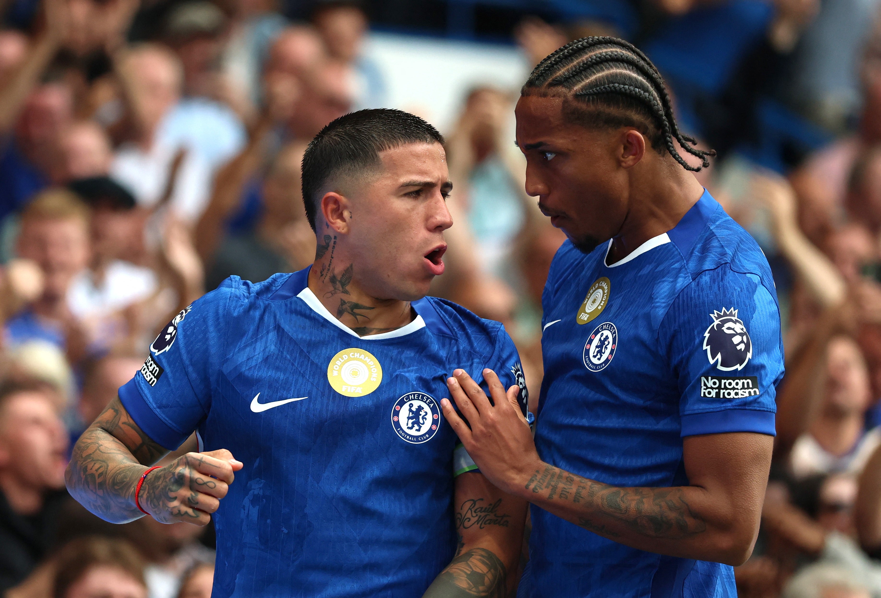 Chelsea's Enzo Fernandez celebrates scoring their second goal