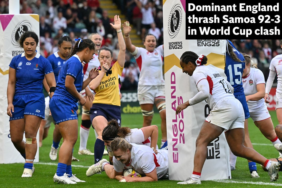 England break records with 92-3 win over Samoa