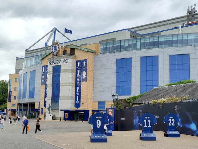 <p>Outside Stamford Bridge, the home of Chelsea Football Club</p>
