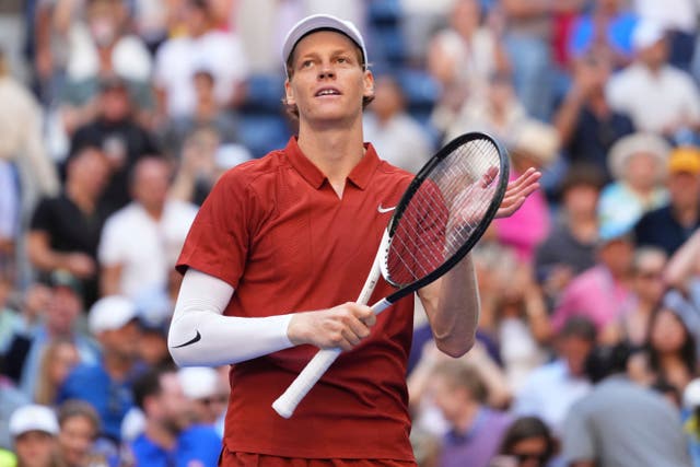 Jannik Sinner reacts to beating Denis Shapovalov (Kirsty Wigglesworth/AP)