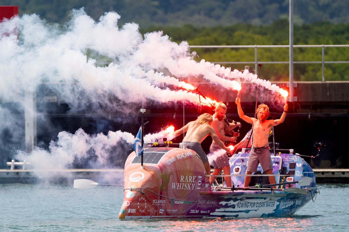Mark Wahlberg video calls MacLean Brothers as they finish record breaking row