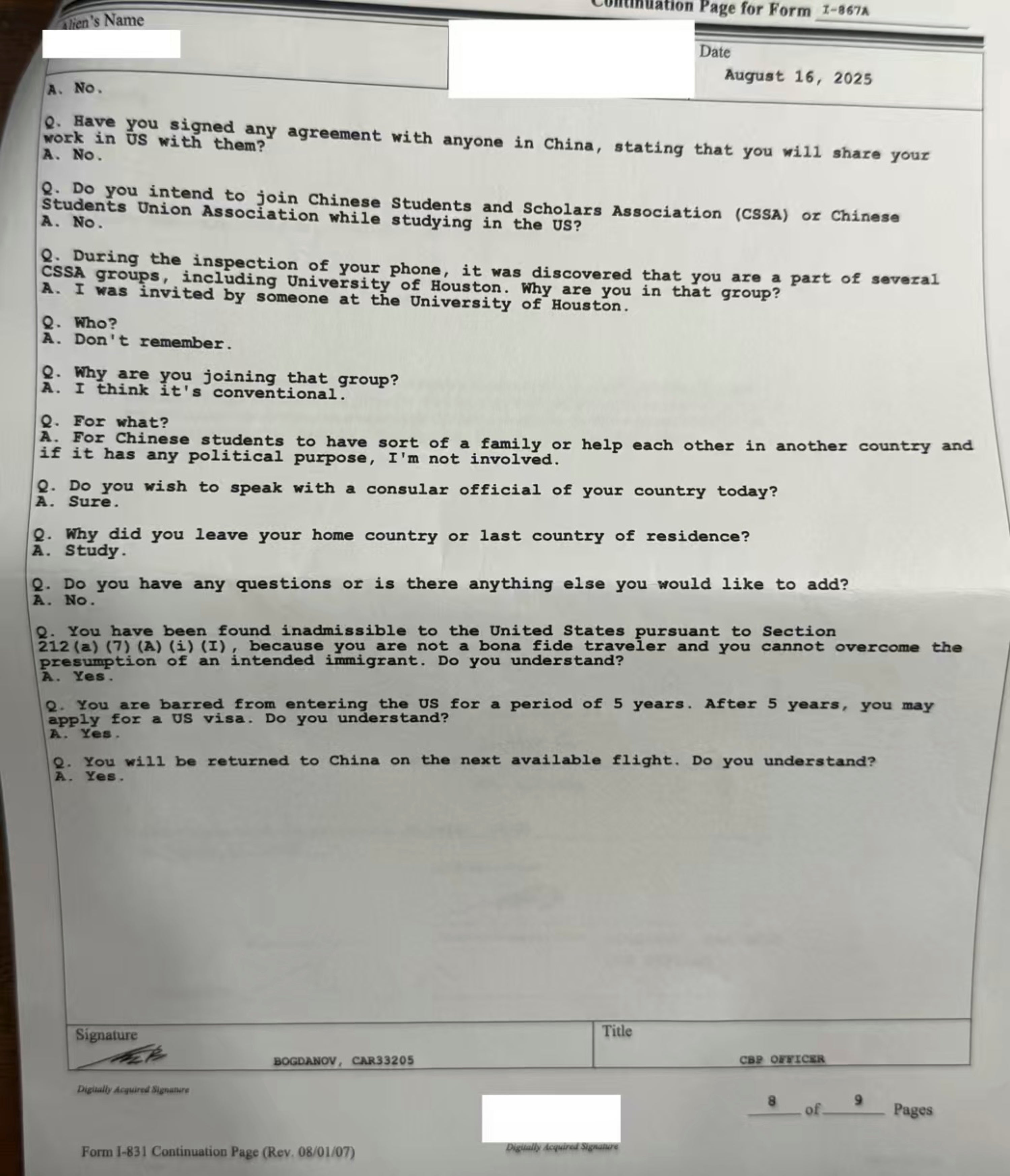 Trump Chinese Students