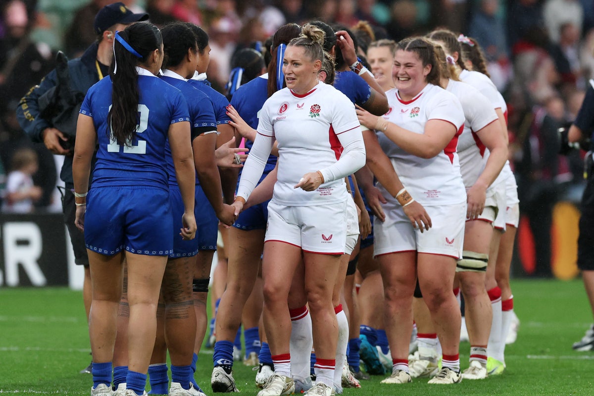 Samoa dance on the pitch with England after Women’s Rugby World Cup defeat