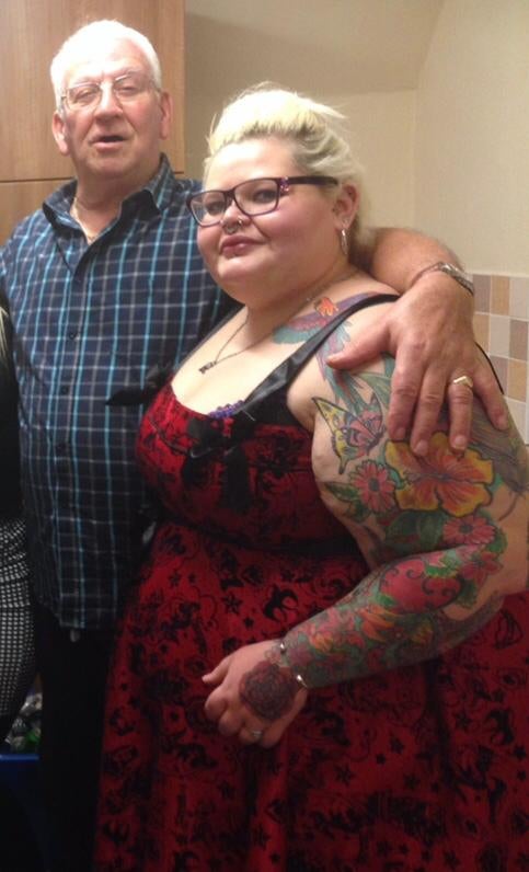 Danni Pryor reached 49st at her heaviest. Pictured with her grandfather