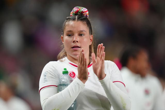 Jess Breach applauds the England fans after the Women’s Rugby World Cup 2025 Pool A match at the Stadium Of Light, Sunderland. Picture date: Friday August 22, 2025.