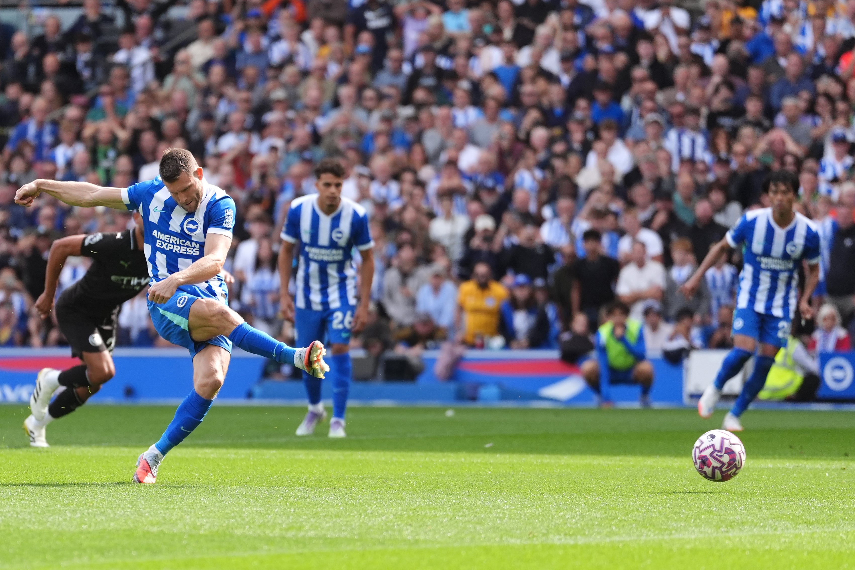 James Milner scores Brighton’s equaliser from the penalty spot (Adam Davy/PA)