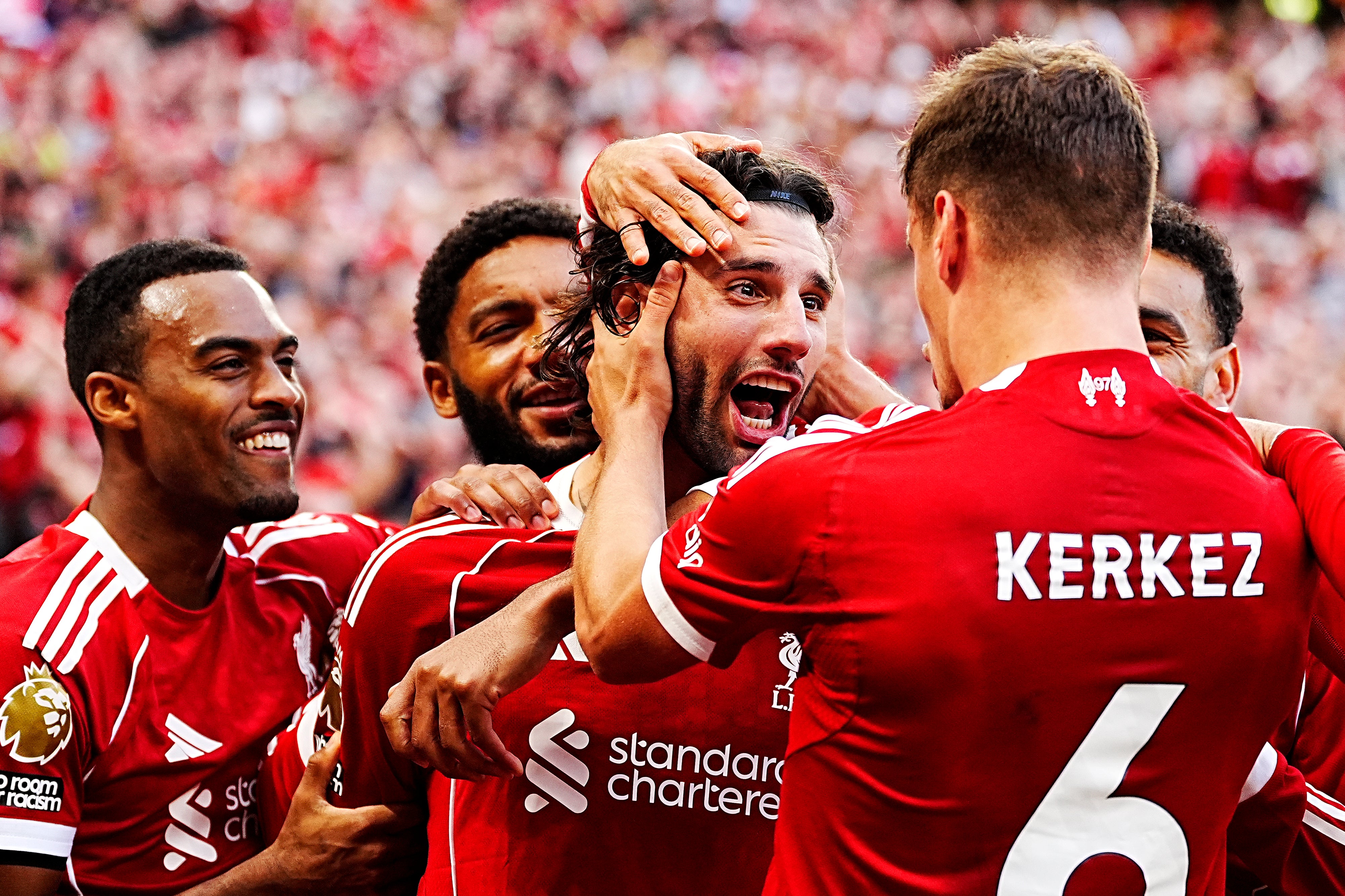 Liverpool's Dominik Szoboszlai celebrates after scoring their winning goal