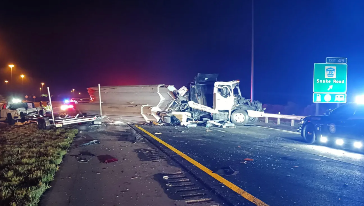 The collision pushed the Scorpion into the first truck and the driver, a 64-year-old man from Miami, sustained severe injuries and later died