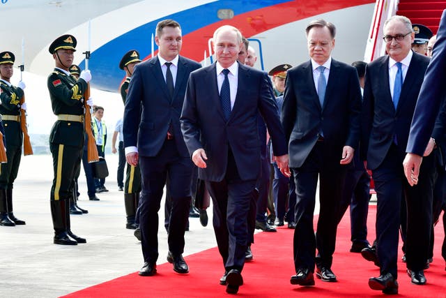 <p>Vladimir Putin arrives for the Shanghai Cooperation Organization (SCO) summit in Tianjin, China</p>