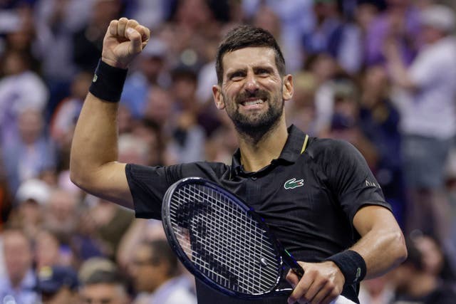 Novak Djokovic celebrates beating Jan-Lennard Struff (Adam Hunger/AP)